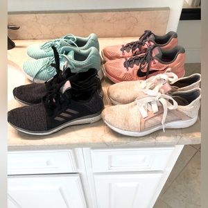 Size 9 athletic shoe lot, Nike and Adidas